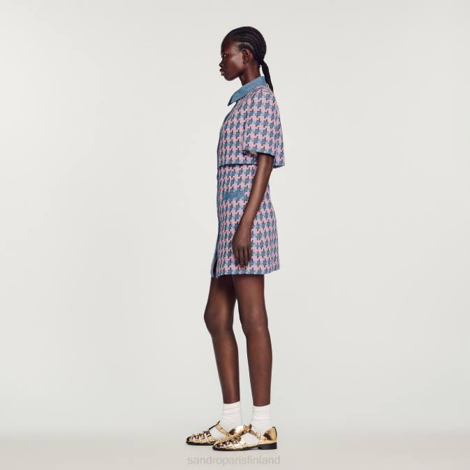 Sandro Paris naiset tweed mekko VLHP267 vaatteet violetti/sininen