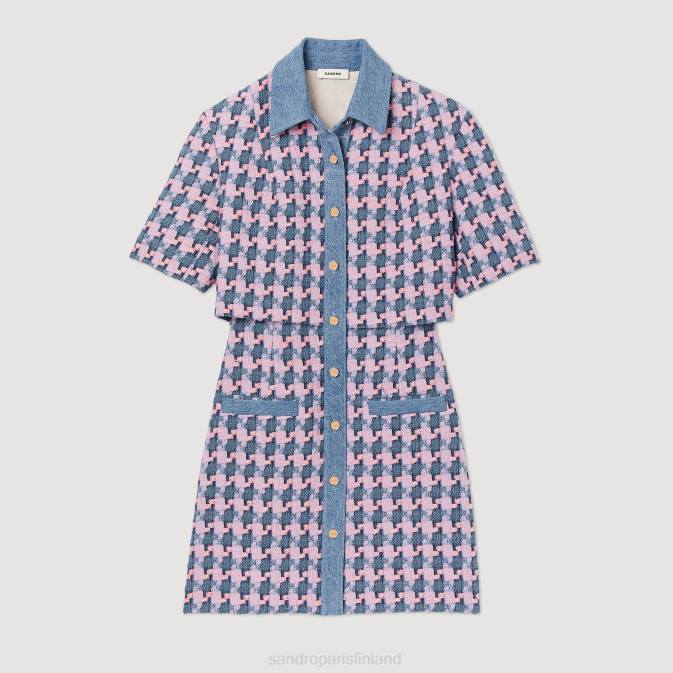 Sandro Paris naiset tweed mekko VLHP267 vaatteet violetti/sininen