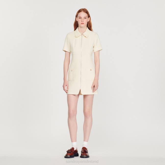 Sandro Paris naiset tweed vetoketjullinen mekko VLHP117 vaatteet ekru