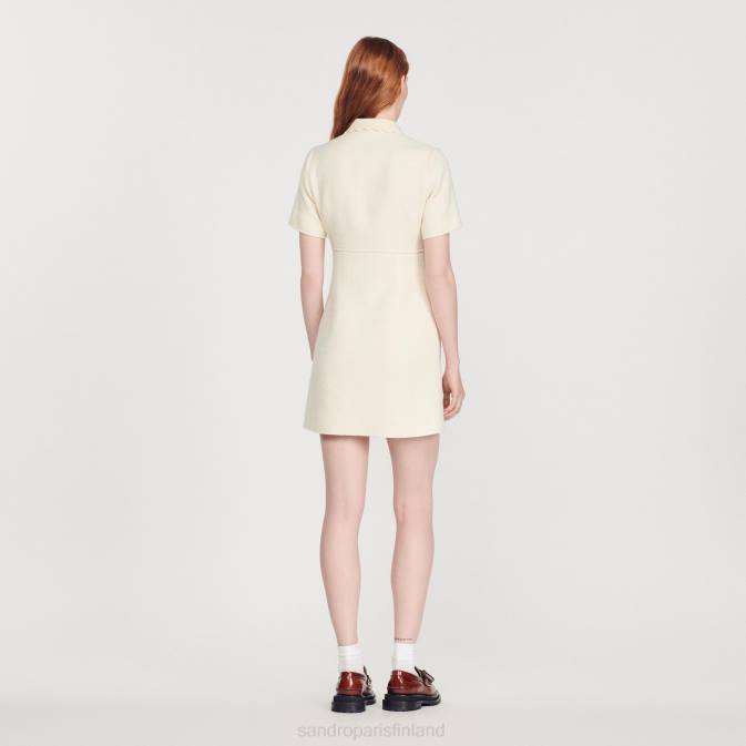 Sandro Paris naiset tweed vetoketjullinen mekko VLHP117 vaatteet ekru