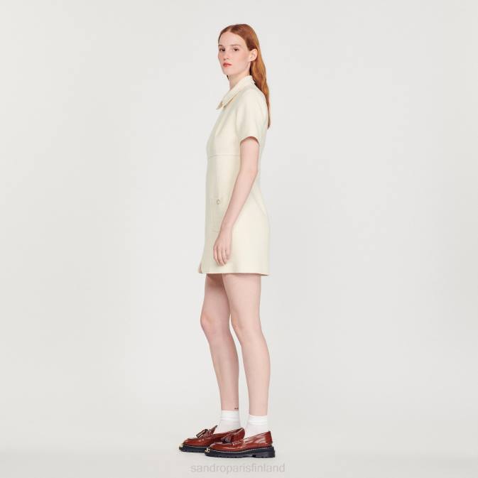 Sandro Paris naiset tweed vetoketjullinen mekko VLHP117 vaatteet ekru