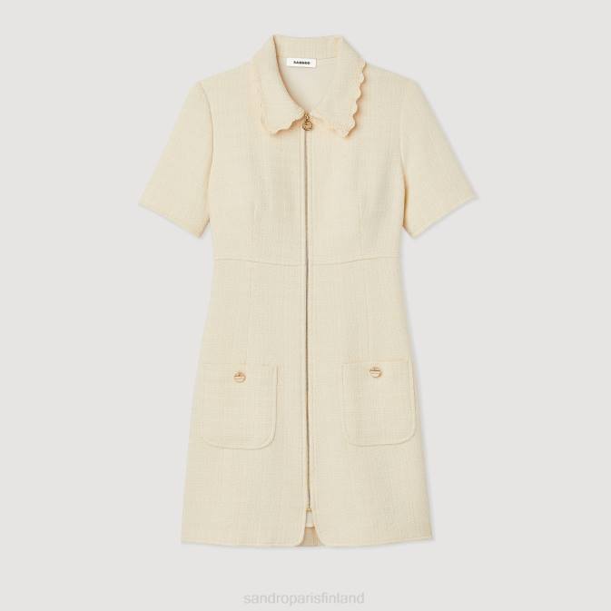 Sandro Paris naiset tweed vetoketjullinen mekko VLHP117 vaatteet ekru