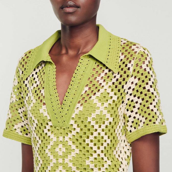 Sandro Paris naiset virkattu tunikamekko VLHP259 vaatteet oliivinvihreä