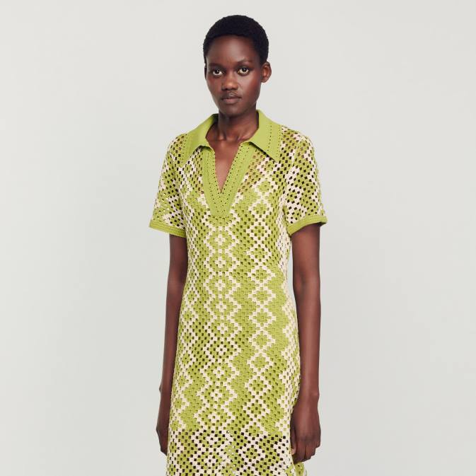 Sandro Paris naiset virkattu tunikamekko VLHP259 vaatteet oliivinvihreä