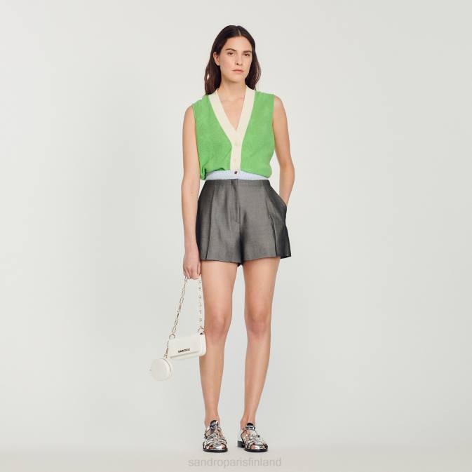 Sandro Paris naiset hihaton neuletakki VLHP325 vaatteet vihreä