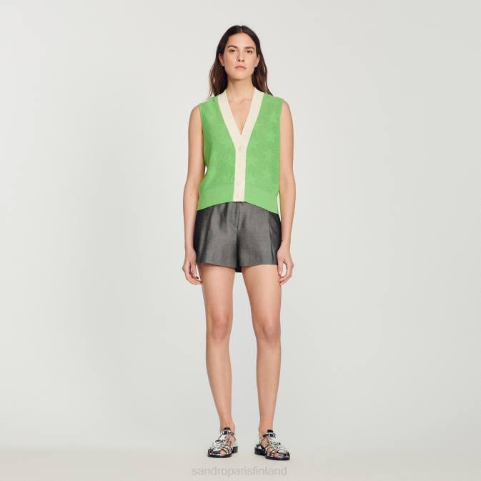 Sandro Paris naiset hihaton neuletakki VLHP325 vaatteet vihreä