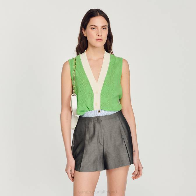 Sandro Paris naiset hihaton neuletakki VLHP325 vaatteet vihreä