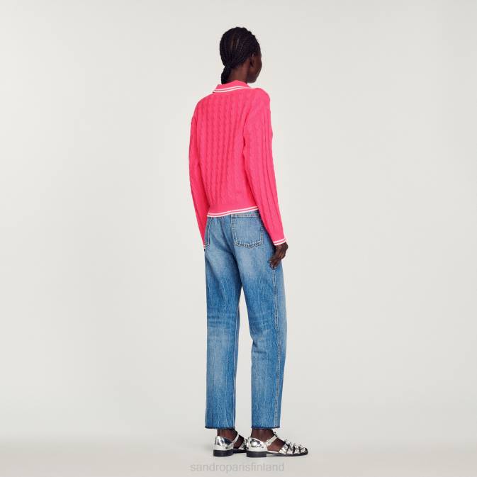 Sandro Paris naiset kaapelineulottu pusero VLHP435 vaatteet fushia