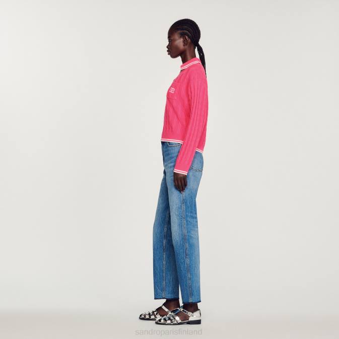 Sandro Paris naiset kaapelineulottu pusero VLHP435 vaatteet fushia