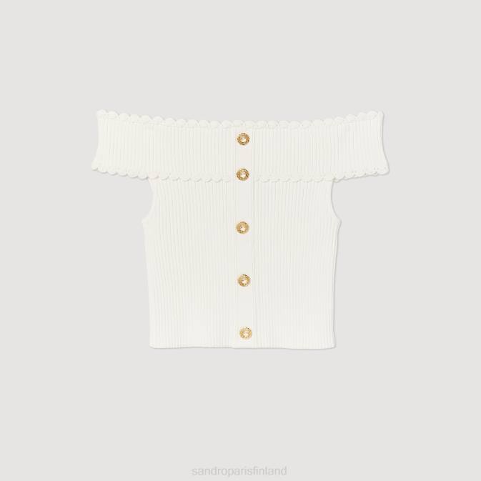 Sandro Paris naiset katkaistu neulottu toppi VLHP179 vaatteet valkoinen