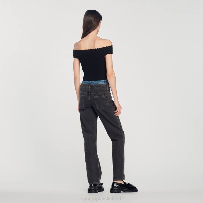 Sandro Paris naiset katkaistu neulottu toppi VLHP180 vaatteet musta