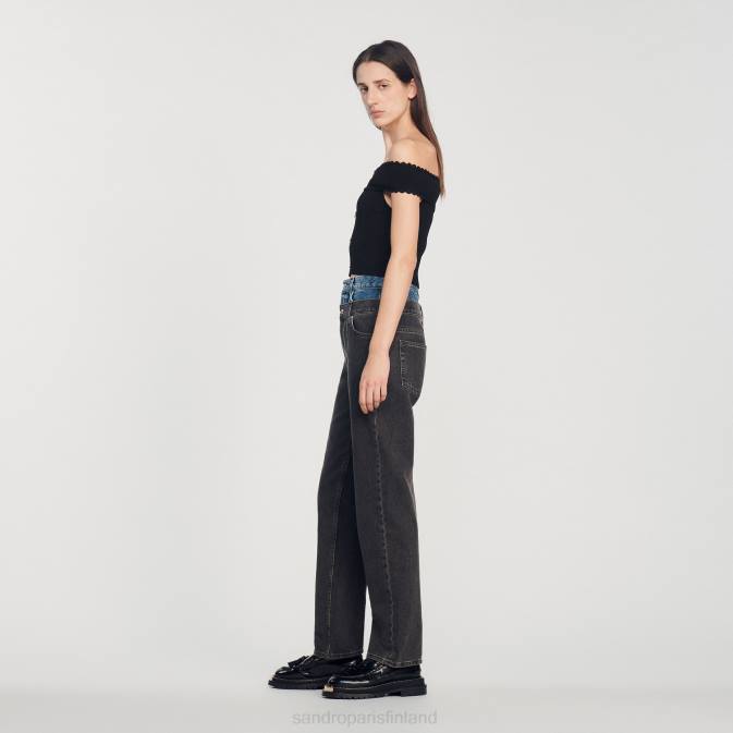 Sandro Paris naiset katkaistu neulottu toppi VLHP180 vaatteet musta