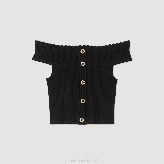 Sandro Paris naiset katkaistu neulottu toppi VLHP180 vaatteet musta