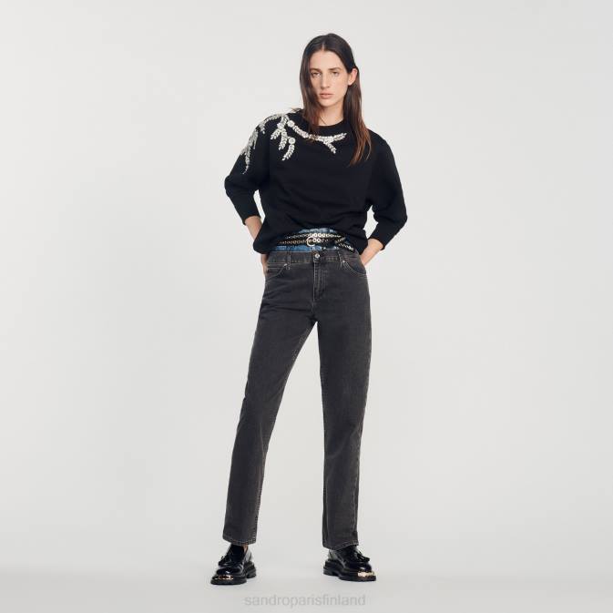 Sandro Paris naiset koristeltu collegepaita VLHP135 vaatteet musta