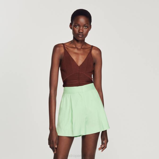 Sandro Paris naiset laskostettu säiliö VLHP399 vaatteet savi