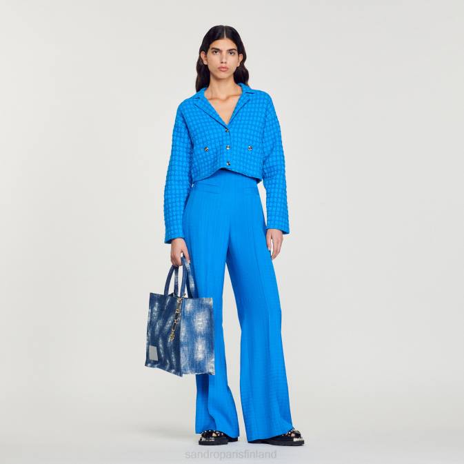 Sandro Paris naiset leikattu tweed-takki VLHP343 vaatteet sähkösininen