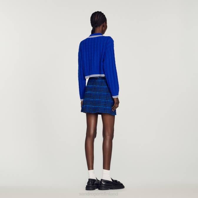 Sandro Paris naiset lyhennetty kaapelineulottu pusero VLHP333 vaatteet sähkösininen