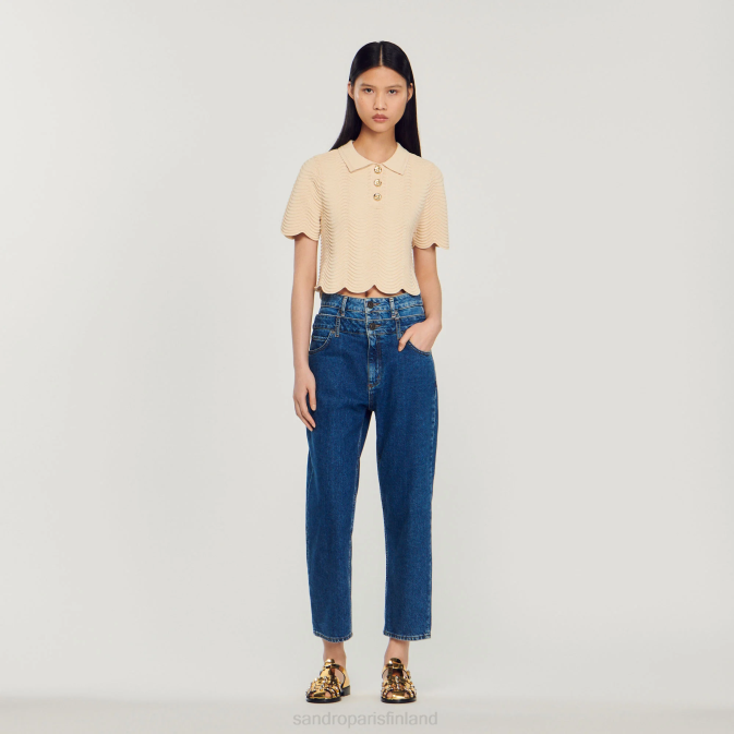 Sandro Paris naiset lyhennetty neulepusero VLHP112 vaatteet luonnollinen