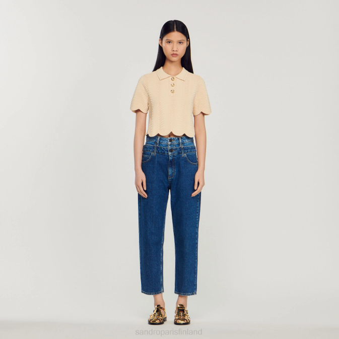 Sandro Paris naiset lyhennetty neulepusero VLHP112 vaatteet luonnollinen