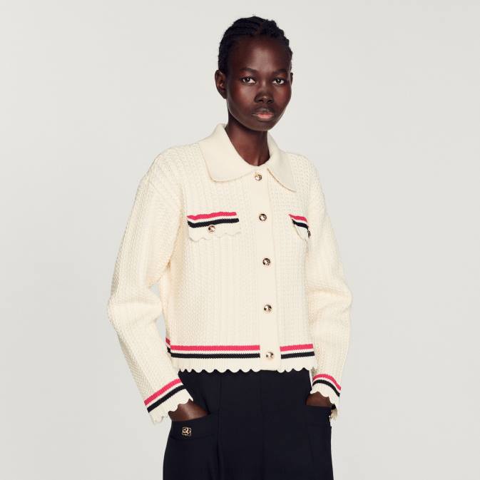 Sandro Paris naiset neuloa takki VLHP371 vaatteet ekru