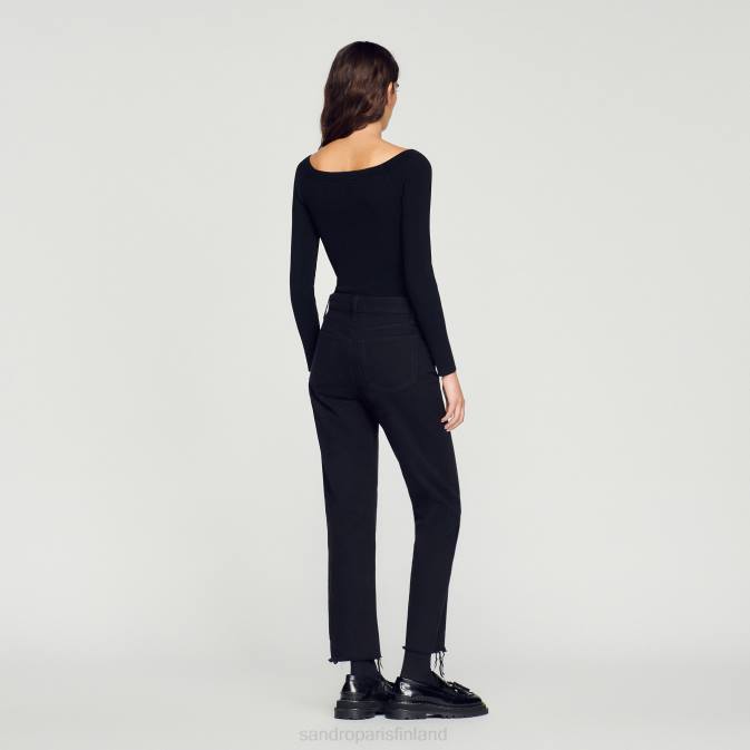 Sandro Paris naiset neulottu body, jossa kultapääntie VLHP323 vaatteet musta