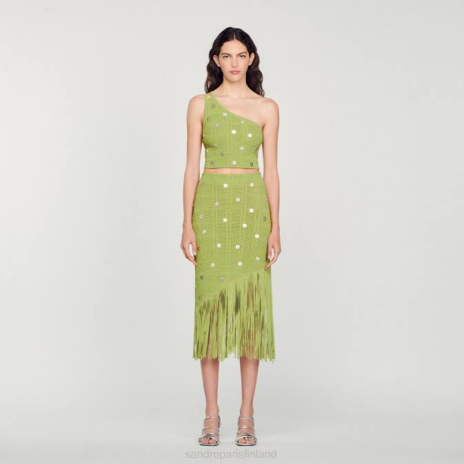 Sandro Paris naiset neulottu crop toppi VLHP153 vaatteet oliivinvihreä