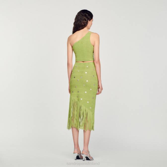 Sandro Paris naiset neulottu crop toppi VLHP153 vaatteet oliivinvihreä