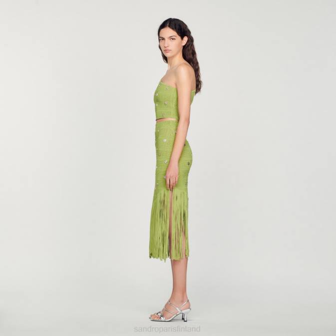 Sandro Paris naiset neulottu crop toppi VLHP153 vaatteet oliivinvihreä