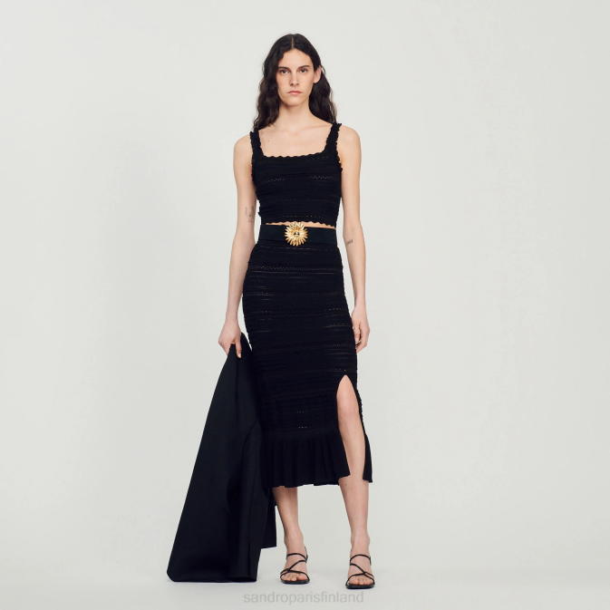 Sandro Paris naiset neulottu crop toppi VLHP195 vaatteet musta