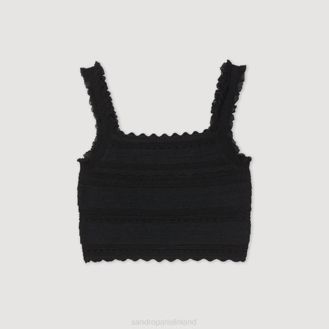 Sandro Paris naiset neulottu crop toppi VLHP195 vaatteet musta