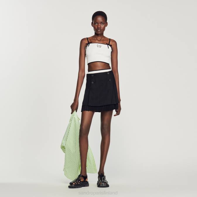 Sandro Paris naiset neulottu crop toppi VLHP240 vaatteet valkoinen