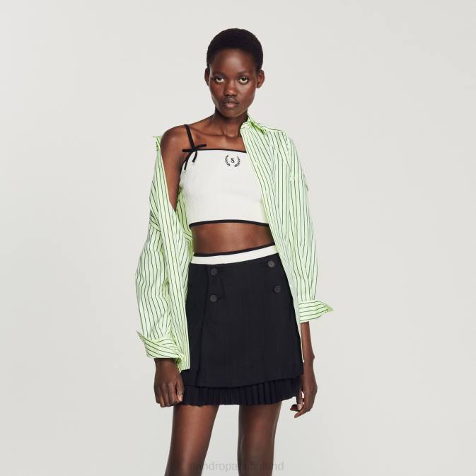 Sandro Paris naiset neulottu crop toppi VLHP240 vaatteet valkoinen