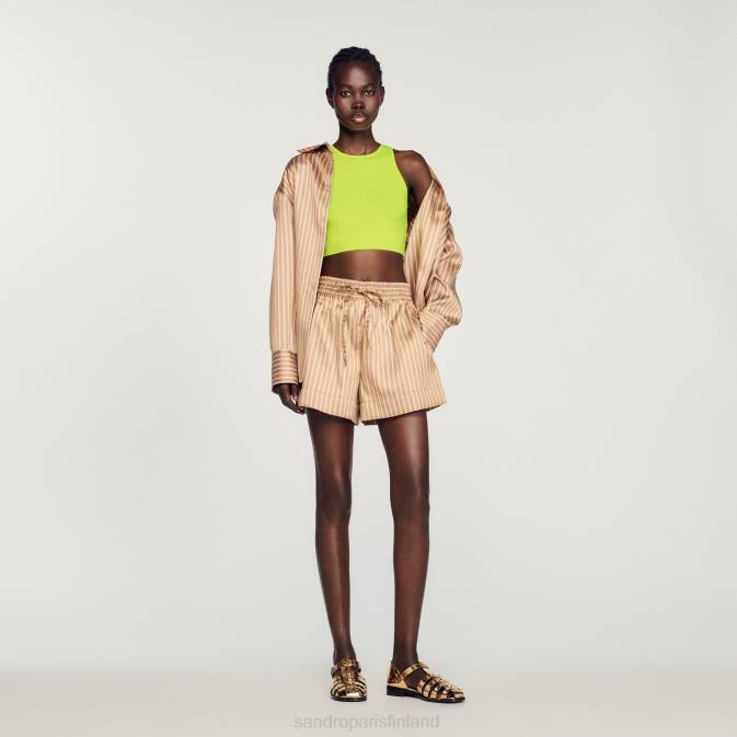 Sandro Paris naiset neulottu crop toppi VLHP449 vaatteet omenanvihreä