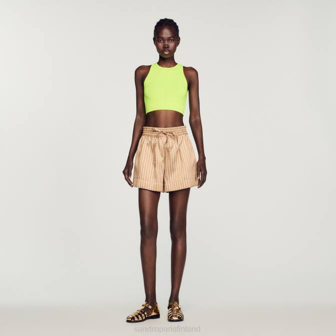 Sandro Paris naiset neulottu crop toppi VLHP449 vaatteet omenanvihreä