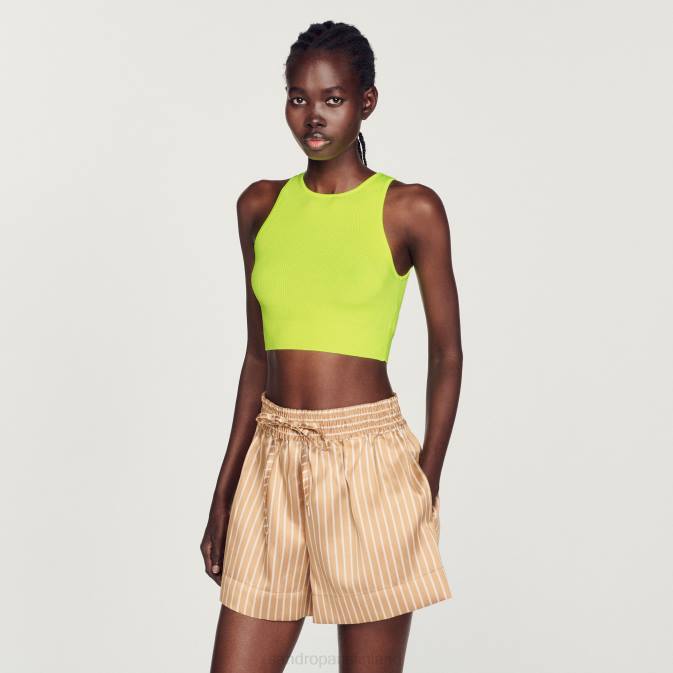 Sandro Paris naiset neulottu crop toppi VLHP449 vaatteet omenanvihreä