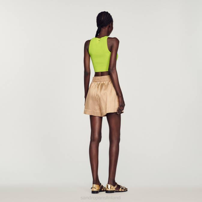 Sandro Paris naiset neulottu crop toppi VLHP449 vaatteet omenanvihreä