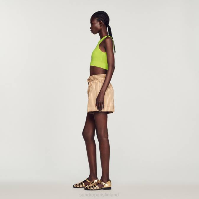 Sandro Paris naiset neulottu crop toppi VLHP449 vaatteet omenanvihreä