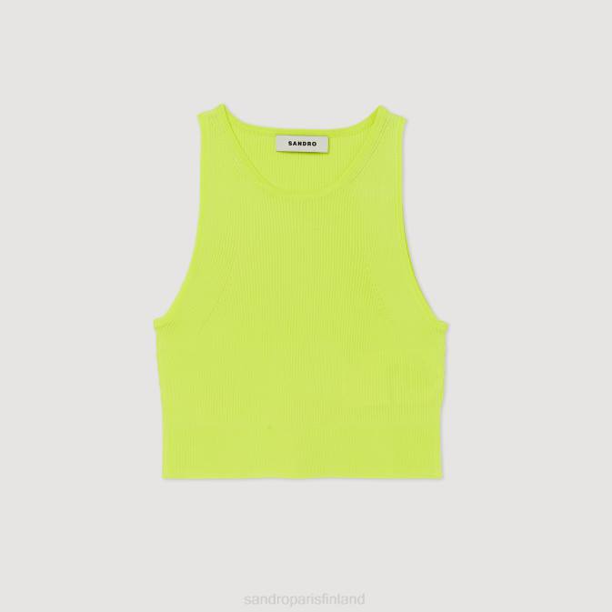 Sandro Paris naiset neulottu crop toppi VLHP449 vaatteet omenanvihreä