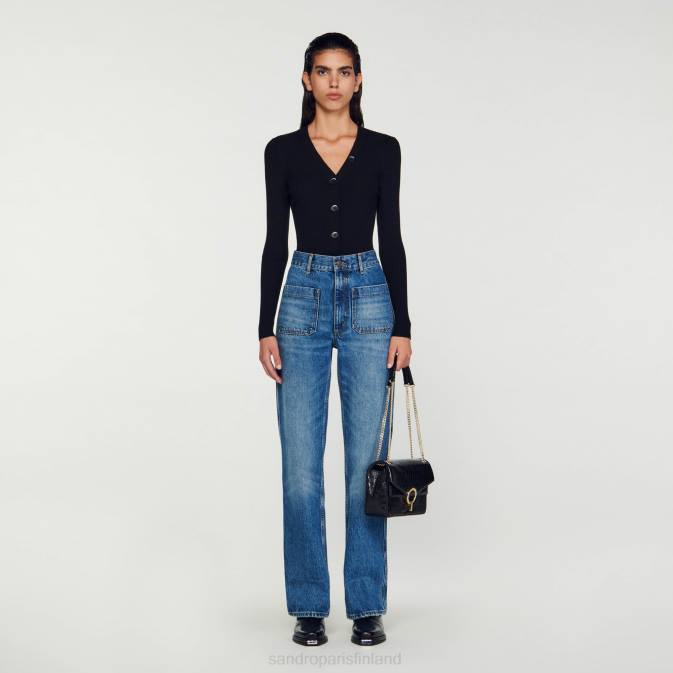 Sandro Paris naiset neulottu neuletakki VLHP428 vaatteet musta