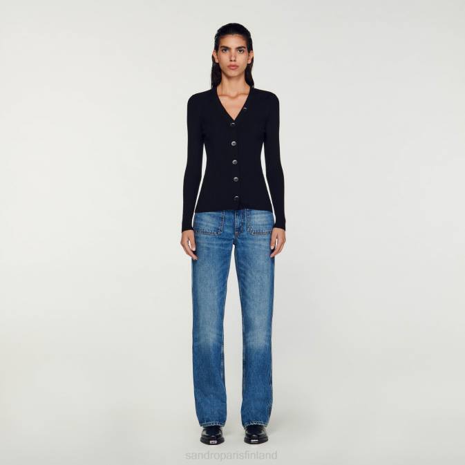 Sandro Paris naiset neulottu neuletakki VLHP428 vaatteet musta