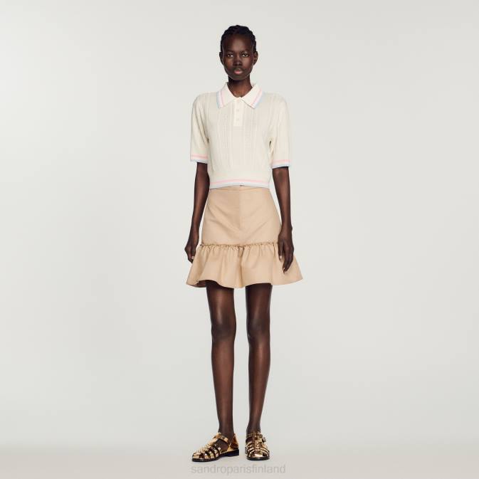 Sandro Paris naiset neulottu poolopaita VLHP330 vaatteet ekru