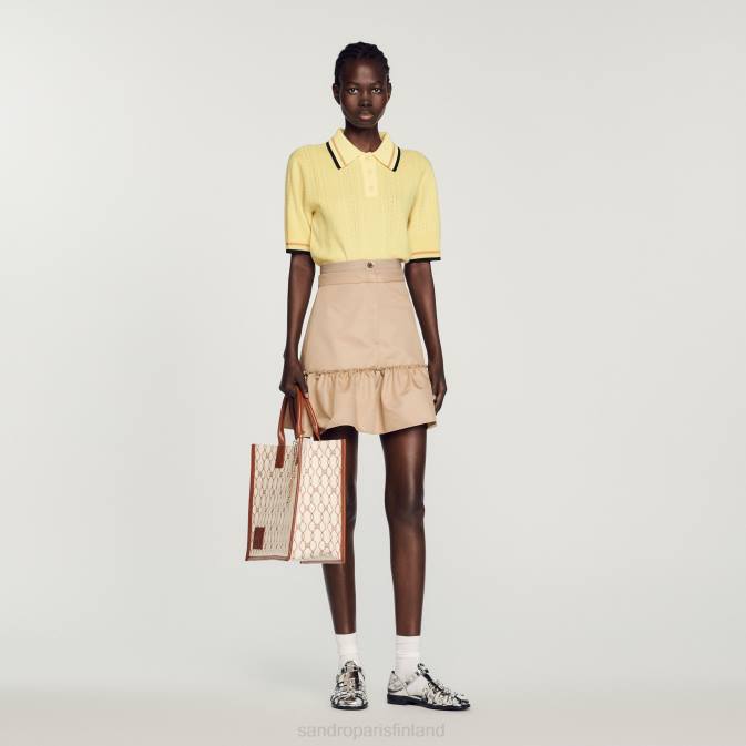 Sandro Paris naiset neulottu poolopaita VLHP424 vaatteet vaaleankeltainen