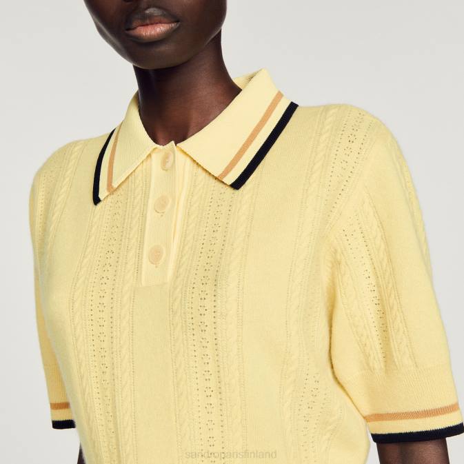 Sandro Paris naiset neulottu poolopaita VLHP424 vaatteet vaaleankeltainen