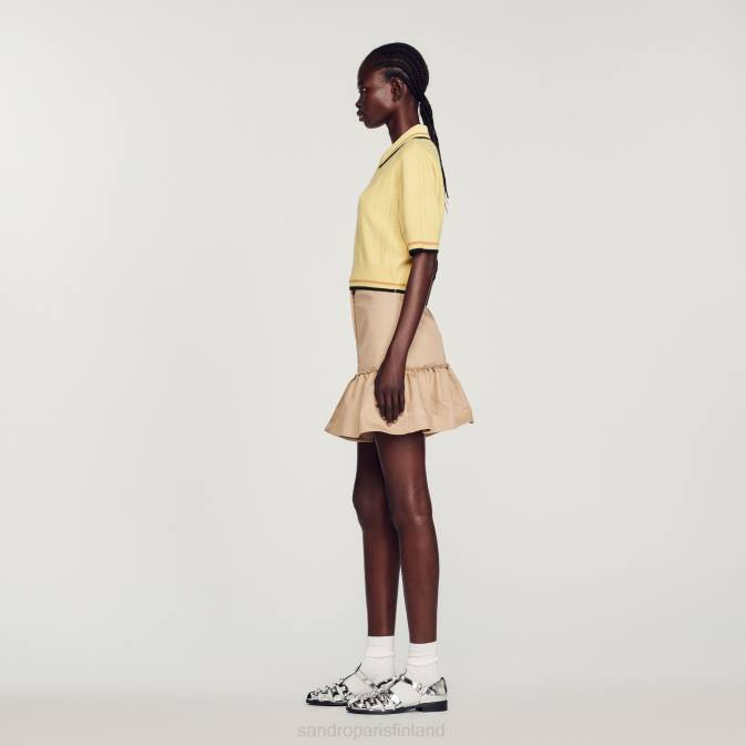 Sandro Paris naiset neulottu poolopaita VLHP424 vaatteet vaaleankeltainen