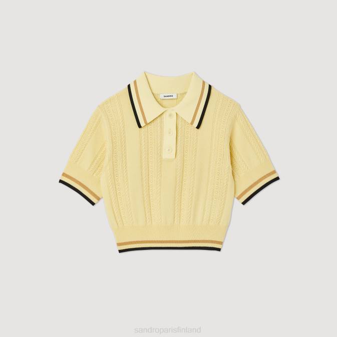 Sandro Paris naiset neulottu poolopaita VLHP424 vaatteet vaaleankeltainen