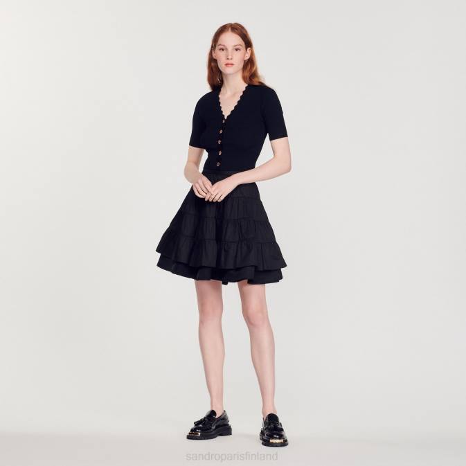 Sandro Paris naiset neulottu villapaita hienoilla napeilla VLHP249 vaatteet musta