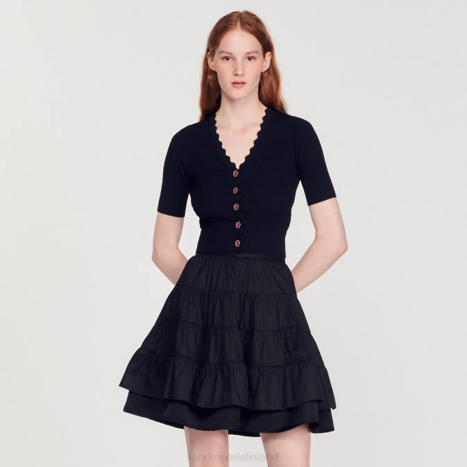 Sandro Paris naiset neulottu villapaita hienoilla napeilla VLHP249 vaatteet musta