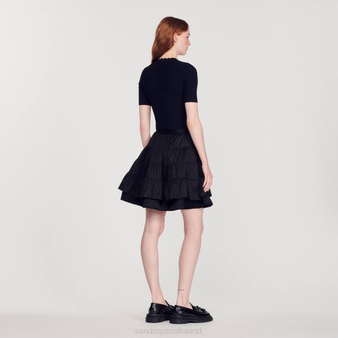 Sandro Paris naiset neulottu villapaita hienoilla napeilla VLHP249 vaatteet musta