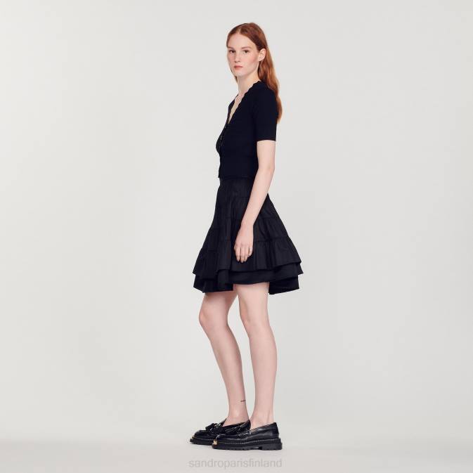 Sandro Paris naiset neulottu villapaita hienoilla napeilla VLHP249 vaatteet musta