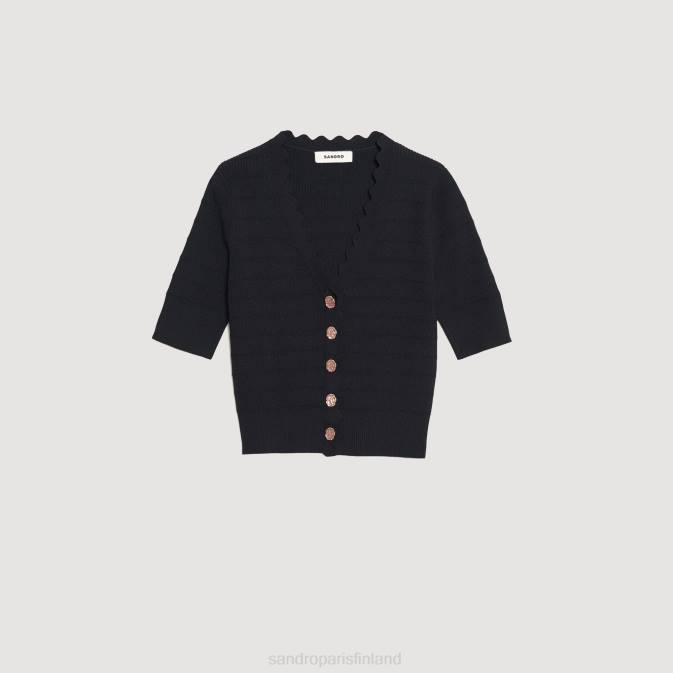Sandro Paris naiset neulottu villapaita hienoilla napeilla VLHP249 vaatteet musta